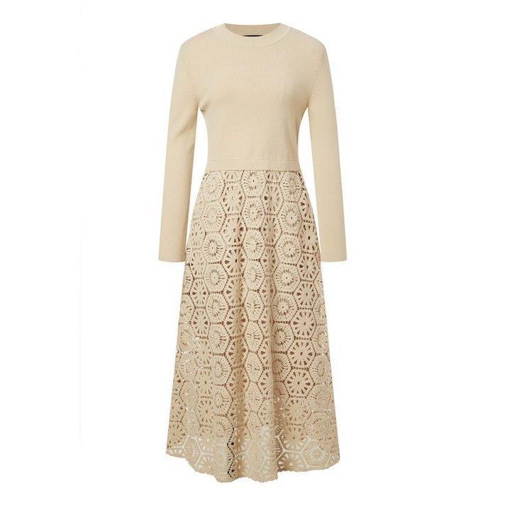 질스튜어트뉴욕 우먼 S사이즈 특가 베이지 레이스 코튼혼방 니트 원피스 JSDR3D151I1 793978