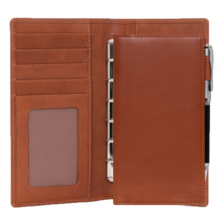 2026년 마뜨 52절 6공 소가죽 미니 업무 수첩 플래너 가죽 다이어리 커버, 52절 D77915 베지터블브라운