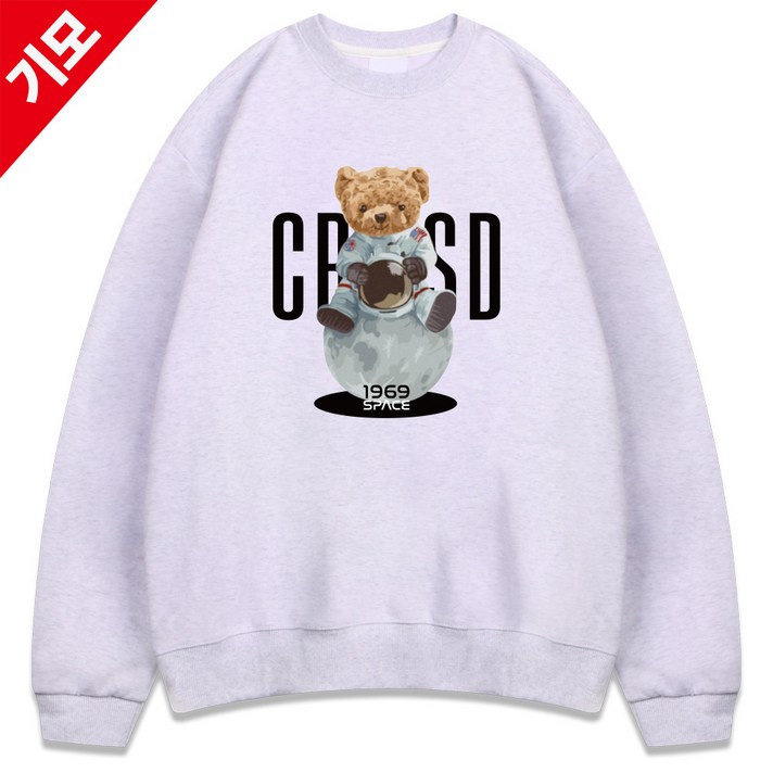 서프런던 문더베어 오버핏 빅사이즈 기모 맨투맨 ZAMD0012