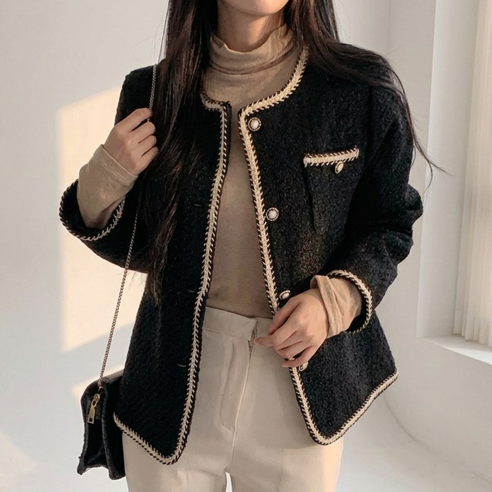 빅사이즈 여성 누빔 트위드 자켓 J1465 투델르