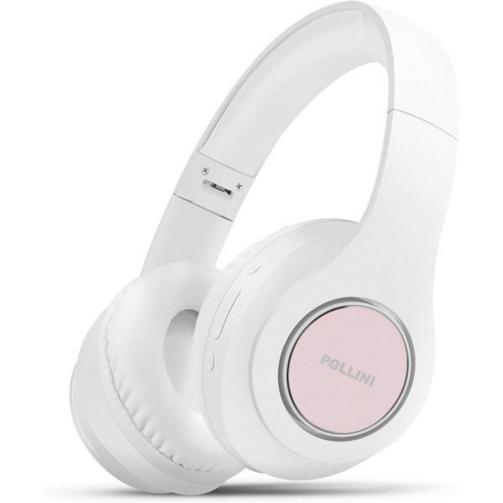 폴리니 블루투스 헤드폰 무선 마이크가 있는 40H 재생 시간 접이식 오버 이어 전화PC용 소프트 메모리단백질 이어머프가 딥 베이스 스테레오 헤드셋화이트