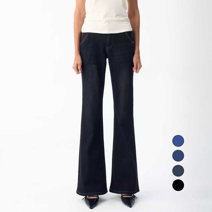 엘블로썸 여성 숏,기본,롱 스판 와이드 부츠컷 히든밴드 청바지