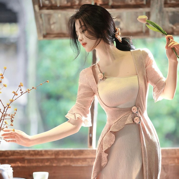 ANYOU 원피스  신상 봄가을 여름 선녀 분위기 원피스