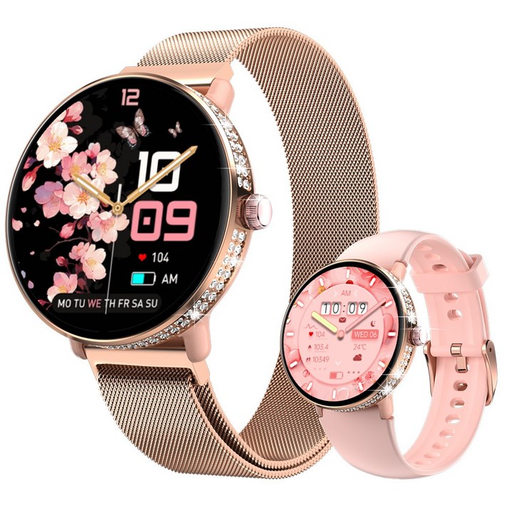 와피크 여성 스마트워치 ME10 블루투스 통화가능 GPS 1.19인치 밴드 18mm, GPS 블루투스, 3cm, 골드 와피크 여성 스마트워치 ME10 블루투스 통화가능 GPS 1.19인치 밴드 18mm, GPS 블루투스, 3cm, 골드