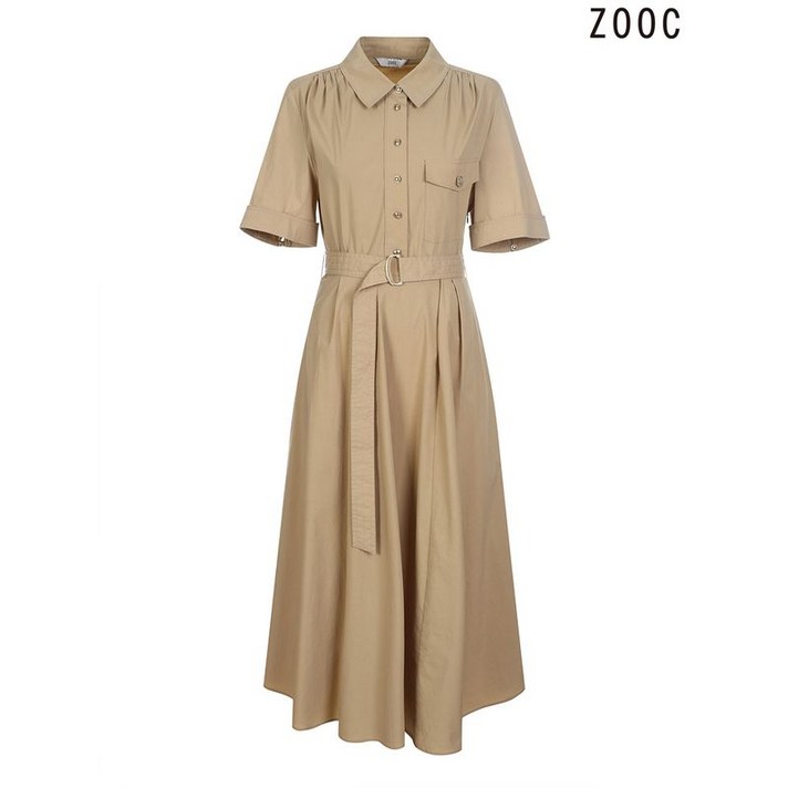 주크    셔츠카라 벨티드 원피스  V233MSE903 BE