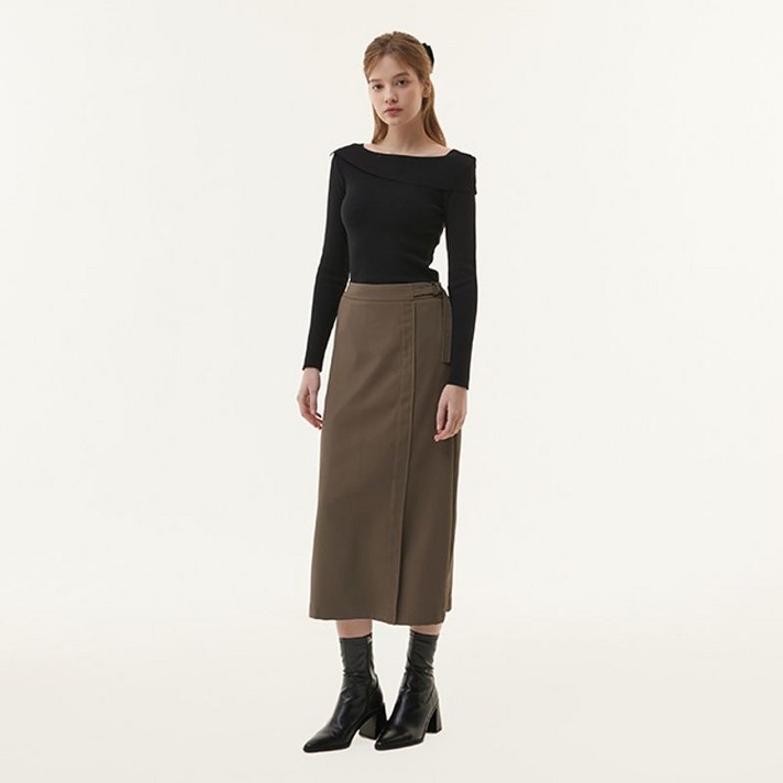 플라스틱아일랜드 BEIGE랩 스커트 PQ7WS831