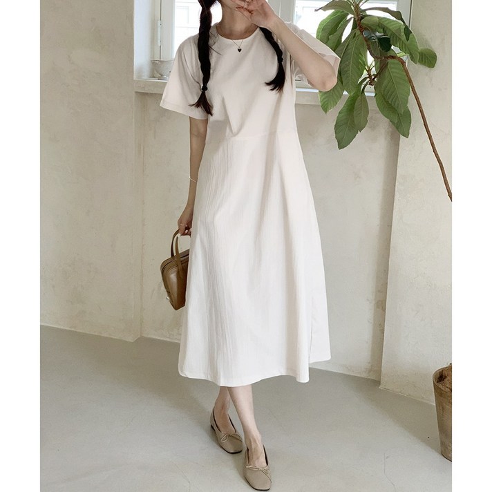 앤샵 시즌오픈대박세일 자체제작국내생산 여성용 링클  아노락 반팔 뒷주머니 여름 롱 원피스3color