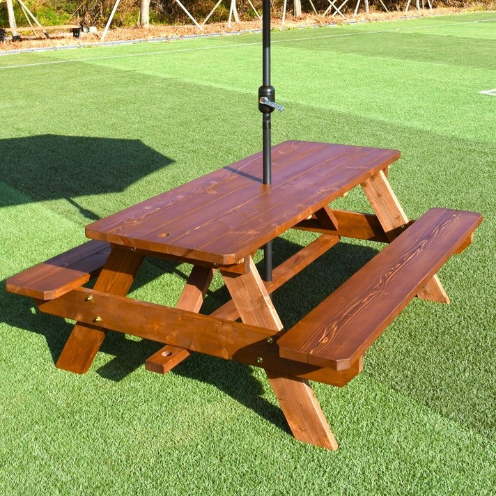 엉클트리 100 통원목 야외 테이블 강력 볼트체결 구조, 일체형일반형 월넛색 8인용