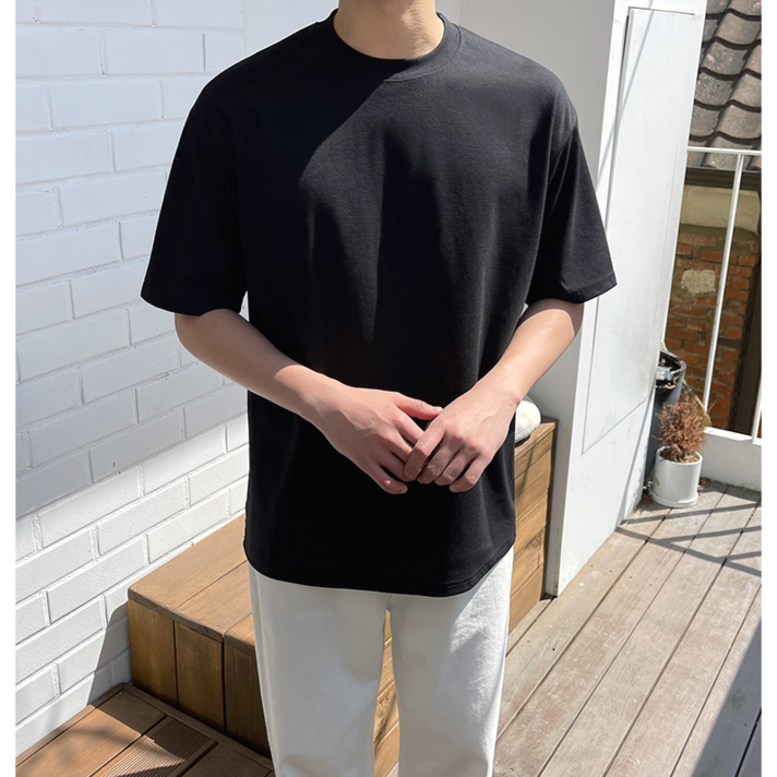 남자반팔티 무지 오버핏 두꺼운 레이어드 10수 반팔 흰 티 남자반팔티 무지 오버핏 두꺼운 레이어드 10수 반팔 흰 티