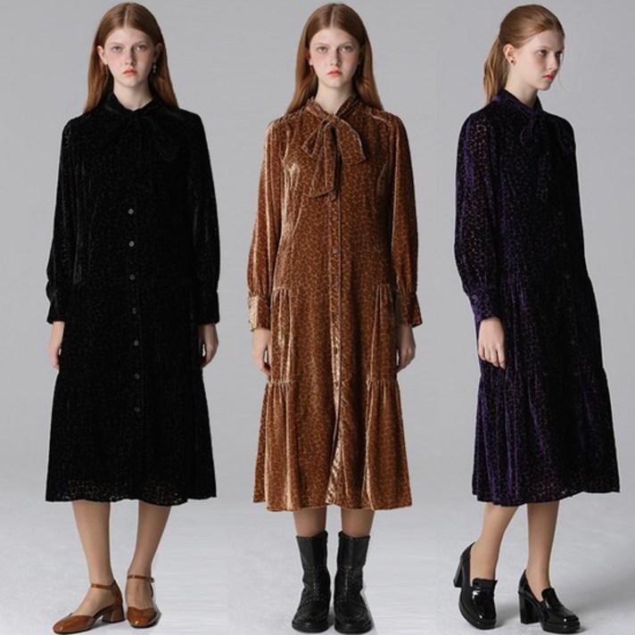 최초가 69000  벨벳 번아웃 타이넥 원피스