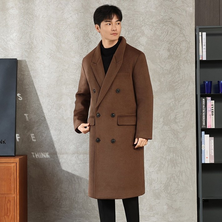 휠렉스 남성 신상 고급 카라넥 롱 모직 코트 JM2