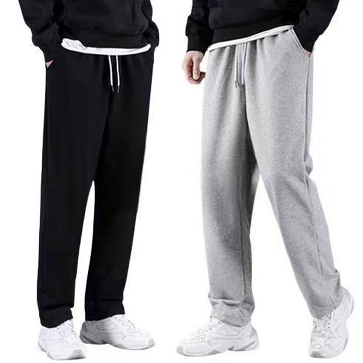 2장세트 남녀공용 고급 컴포트 면 춘추 츄리닝바지 트레이닝 스트레이트 일자 팬츠