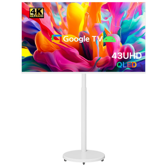 무빙큐빅스 스마트 43인치 4K UHD QLED 삼탠바이미 X1시리즈 화이트에디션 셋트 이동식 tv 거치대 스탠바이미 삼텐 중소바이미, 고객직접설치, 스탠드형, 109cm43인치