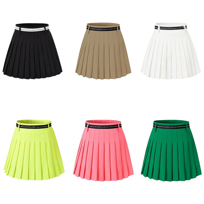 DODLXL 여성 골프웨어 라인 레터링 형광 네온 플리츠 주름 골프스커트 6컬러