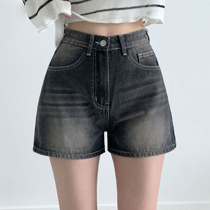 부기샵 여성 데님 숏팬츠 포히 캣워싱 청반바지