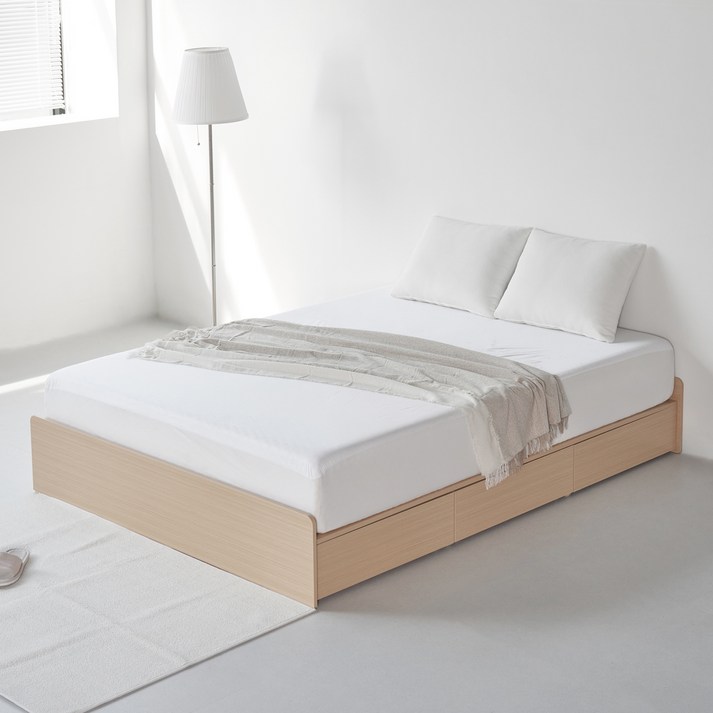 도모 라베노 무헤드 3단 수납형 침대 프레임 단품 방문설치, 우드