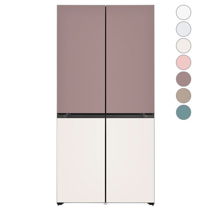 [색상선택형] LG전자 디오스 오브제컬렉션 빌트인타입 베이직 4도어 냉장고 글라스 610L M623AAA042, M623GKB042S, 클레이 핑크 + 베이지