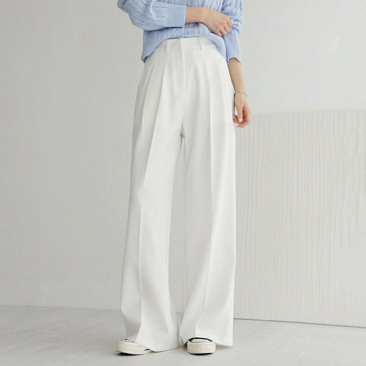 앤드스타일 여성용 숏/기본/롱 기장 맞춤 4탄 모던 핀턱 와이드 슬랙스 264381