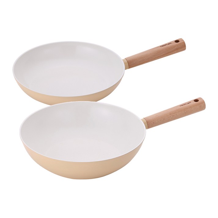 네오플램 메이즈 IH 세라믹 코팅 팬 2종 세트, 1세트, 26팬28궁중팬, 크림옐로우