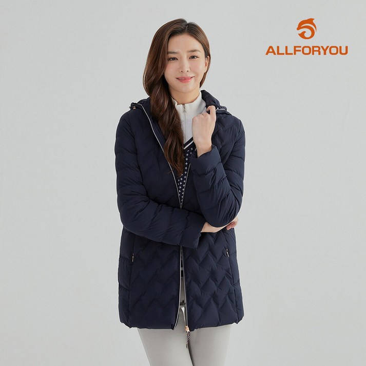 [올포유] [모델착장] 여성 후드 탈부착 핫멜팅 구스 다운 점퍼 AWDJL9361-915_G