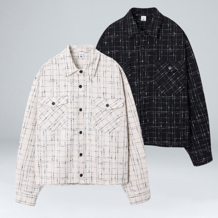 이황에프엔씨 트위드 크롭 셔츠 자켓 (6598-1)