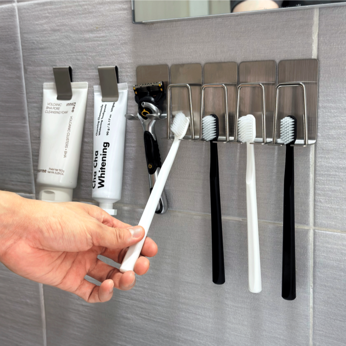 미늄 은은한 무광 올 스텐 칫솔 걸이, 1세트, 무광 4인