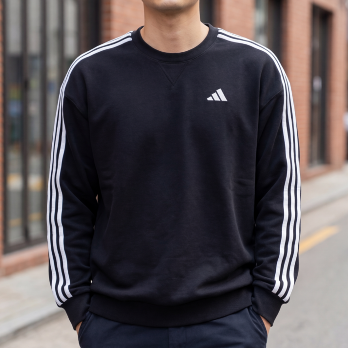 아디다스 3SEP 루즈핏 맨투맨 남성 여성 공용 프렌치테리 오버사이즈 스웨트 셔츠 블랙