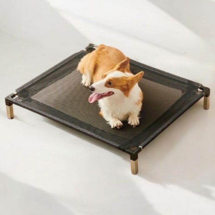 반려동물 방습 통기성 메쉬 스틸 침대, 1개, 블랙