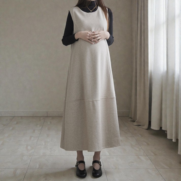 모멜트 울플레어 원피스 체형커버 임산부 임부복