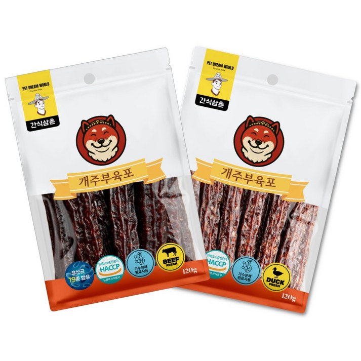 [세트] 간식삼촌 개주부 가수분해 강아지육포 개껌