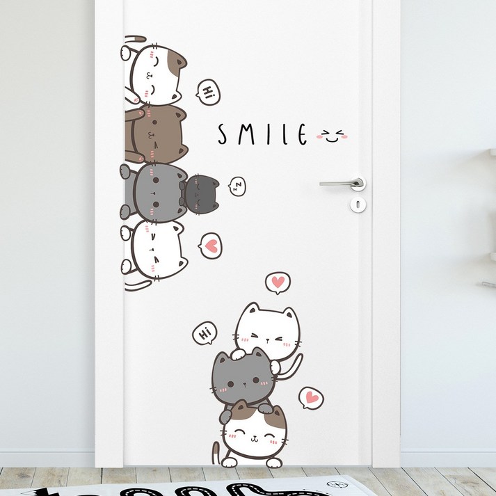 귀여운 고양이 도어 꾸미기 스티커 시트지