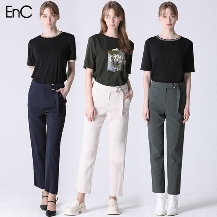 이엔씨 EnC 벨티드 일자 슬랙스 택가격199000원 이엔씨 EnC 벨티드 일자 슬랙스 택가격199000원