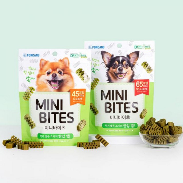 한입덴탈껌 미니바이츠 클로로필 130g 포켄스 덴티페어리 강아지 덴탈껌 개껌, 130g, 1개, 미니바이츠 클로로필 SS 65개입