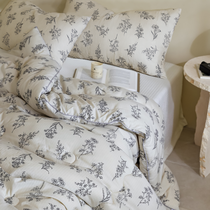 헤디야 두꺼운 사계절용 플로럴 차렵이불 세트