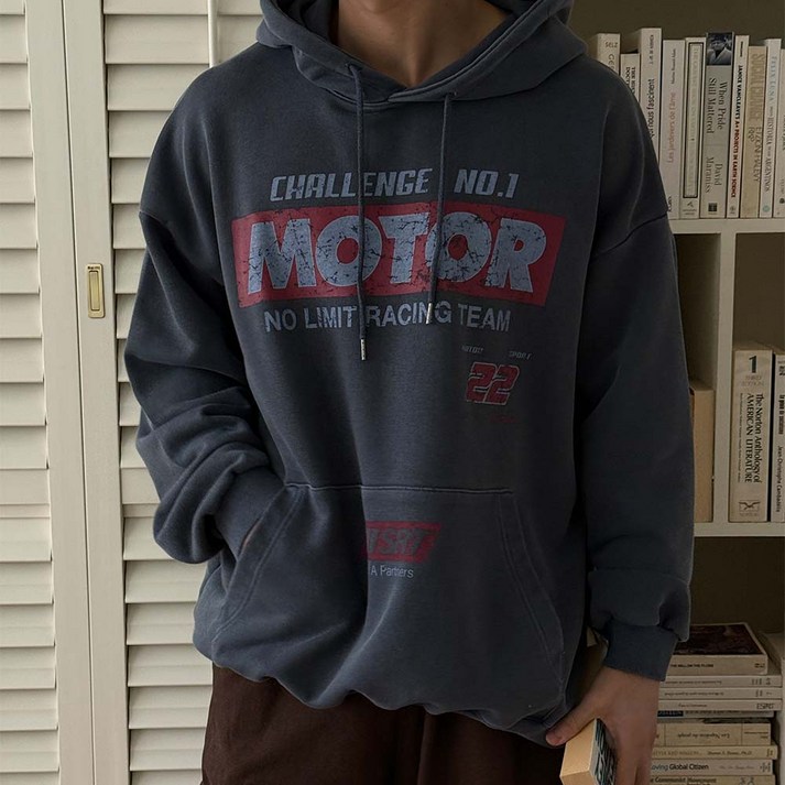 XL-4XL 빈티지 그래픽 오버핏 피그먼트 후드티 남자빅사이즈 프린팅 레터링 후디