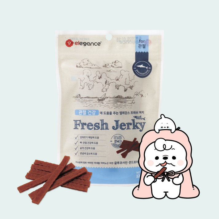 Elegance 강아지 관절건강 가수분해 간식 프레쉬 져키, 육포, 120g, 10개 Elegance 강아지 관절건강 가수분해 간식 프레쉬 져키, 육포, 120g, 10개