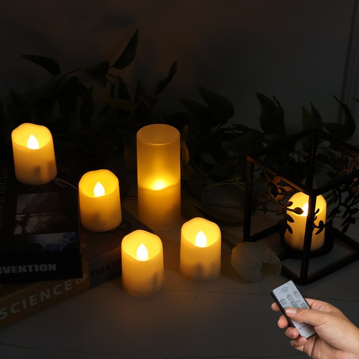 HK.SELL USB 충전식 흔들리는 전자촛불 6P, 전구색 6P 1세트