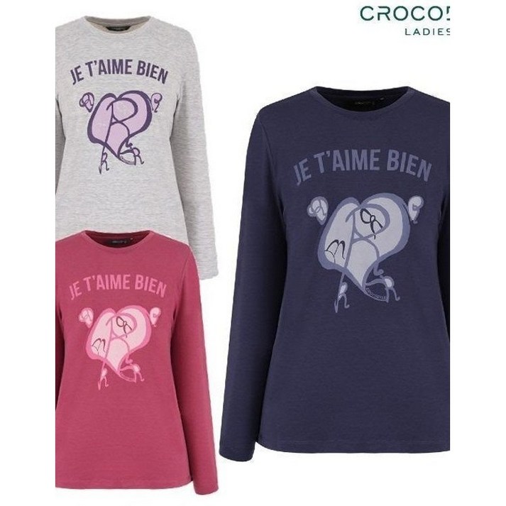 크로커다일레이디 NC13 크로커다일레이디  특가 가을 상품 할인중  간절기 하트 포인트 라운드 긴팔 티셔츠  CLDFTS901