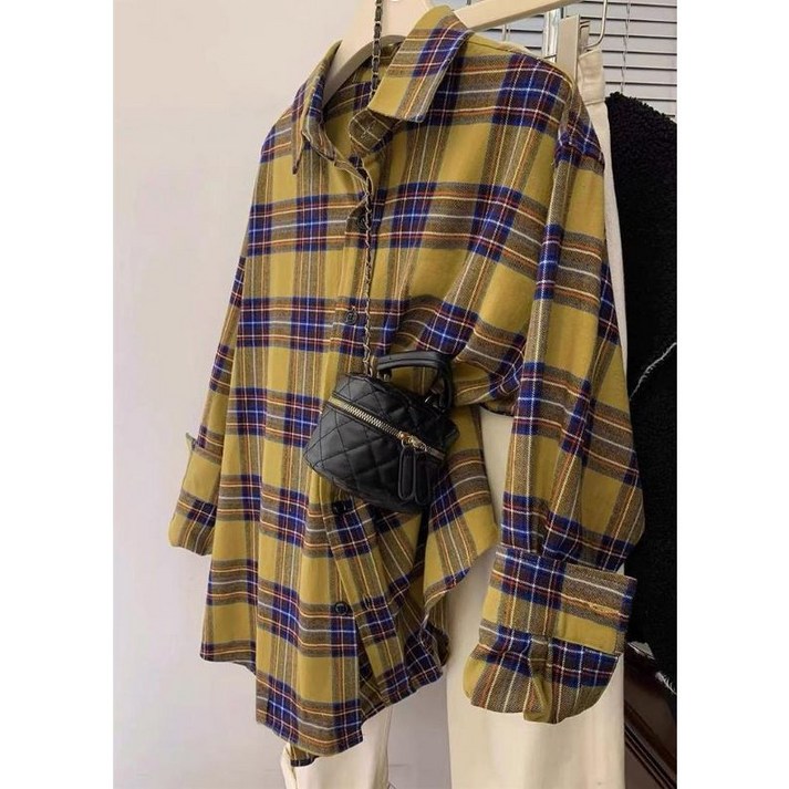 아메리칸 레트로 루즈핏 남성 여성 체크 남방 긴팔 셔츠 봄 가을 겨울