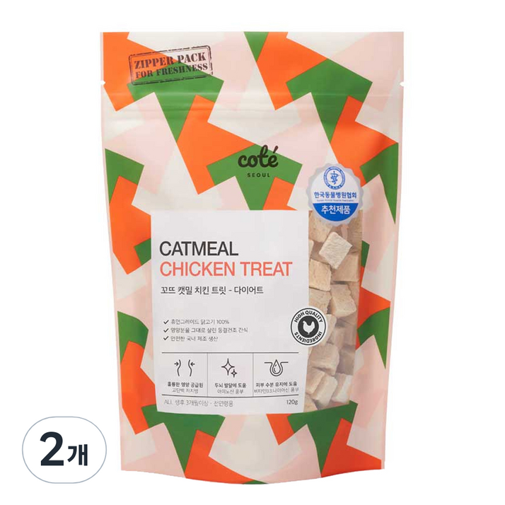 꼬뜨 캣밀 고양이 동결건조간식, 치킨, 2개, 120g