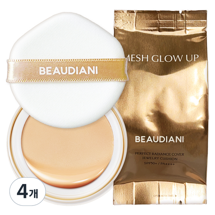 뷰디아니 메쉬 글로우 업 쿠션 파운데이션 리필 12g, 4개, 1호 내추럴 커버 데일리