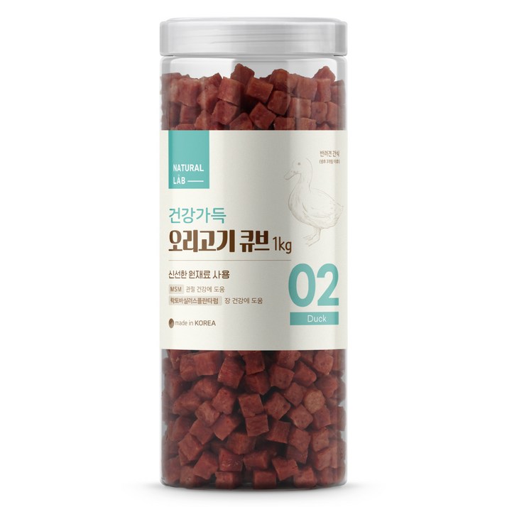 네츄럴랩 건강가득 큐브 강아지 간식, 오리고기, 1kg, 1개