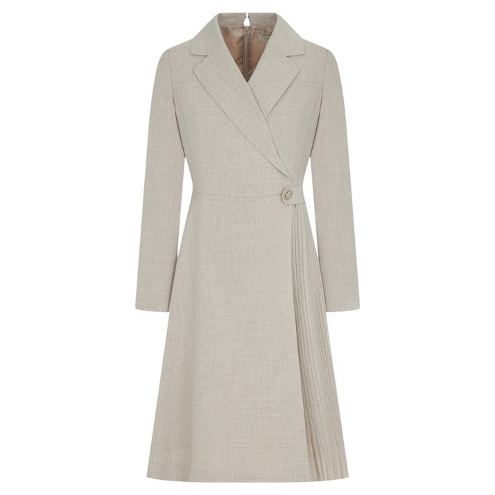 라인어디션 버튼 플리츠 테일러드 원피스