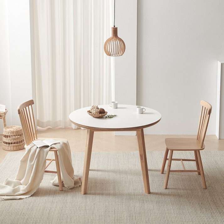 웰퍼니쳐 피오니 자작나무 원형 식탁 1000 + 의자2p 방문설치