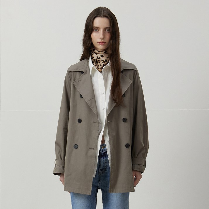 나이스클랍 여성용 더블 바바리 코트 N243MWY811GR99