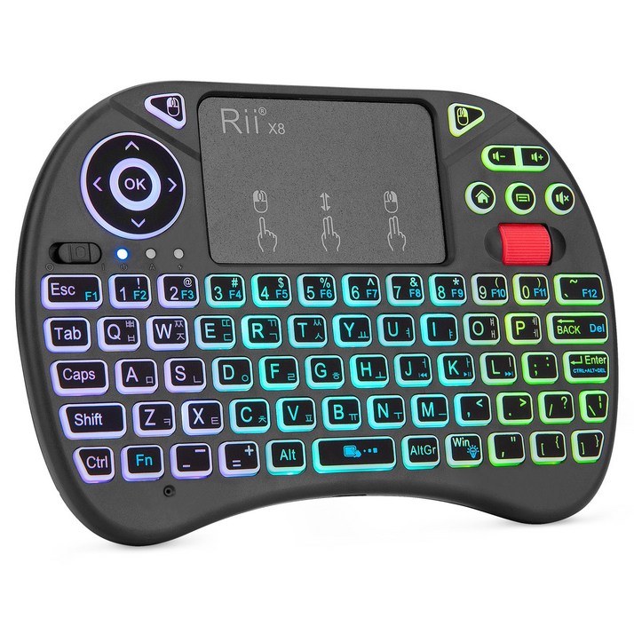 터치 패드 장착 미니 키보드, Rii X8, 2.4GHz 무선 키보드, PC, 안드로이드 TV 박스, 아이패드용 백라이트, X8KR 터치 패드 장착 미니 키보드, Rii X8, 2.4GHz 무선 키보드, PC, 안드로이드 TV 박스, 아이패드용 백라이트, X8KR