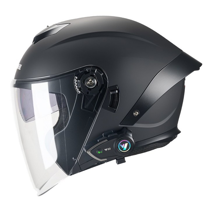 MOCOERL 오픈페이스 헬멧 Y80 블루투스 오토바이헬멧 경량 바이크헬멧 투명실드 헬멧 날개 어반헬멧 안전모 통풍