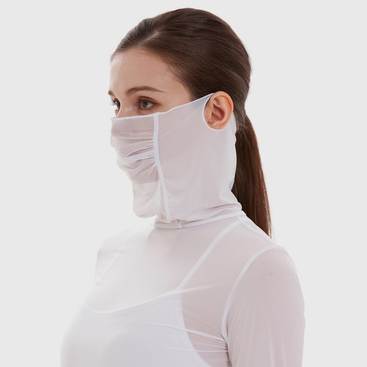 루핏스포츠 여성 UV차단 쿨 냉감 골프 귀걸이 매쉬 마스크 이너웨어 티셔츠 일체형