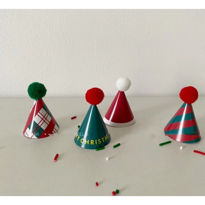 데코 케이크 미니꼬깔 장식 산타 15개입1세트 크리스마스 파티장식 토퍼 인형