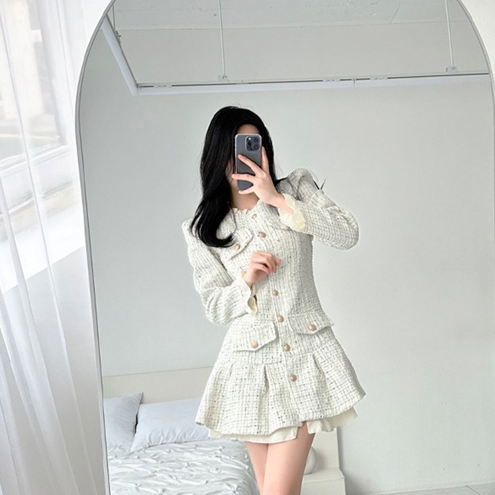 글램디브 율렌 트위드 원피스 하객룩 여성 정장 AJ0973